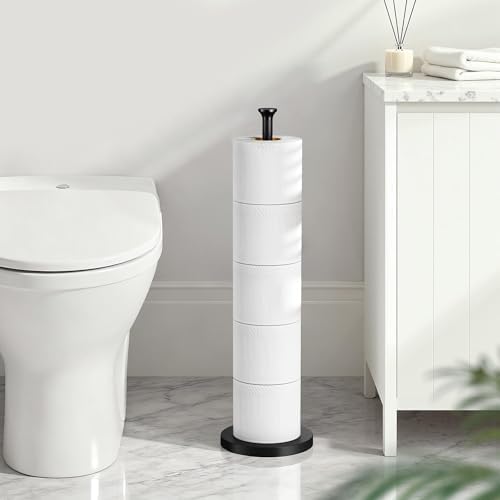 Toilet Paper Holder Stand(with Reserve Function), Free-Standing Spare Rolls Storage Holder, Stainless Steel, Modern Design