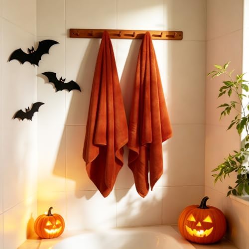 COZYART Luxury Bath Towels 4 PCS, 27x54 650 GSM Turkish Cotton Burnt Orange