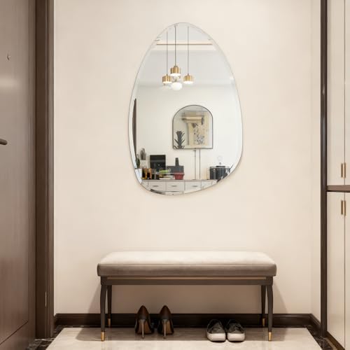 Teardrop Frameless Wall Mirror, 20x28 Inch,Beveled Edge Bathroom Mirror