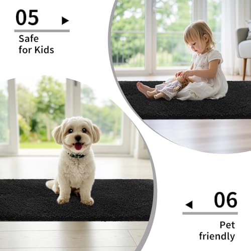 Disolla Black Bathroom Rug 24x36 - Non-Slip Plush Thick Bath Mat, Highly Absorbent & Ultra Soft Fluffy Floor Mat, Machine Washable for Shower and Tub