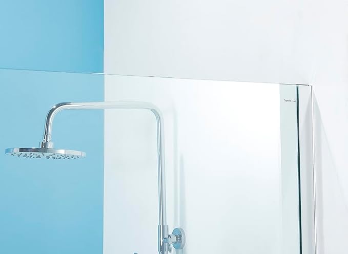 Shower Screen 36" x 76" Shower Wall Panel Chrome | Tempered Glass 3/8 inch, Half Frameless Shower Wall Panel, Easy to clean Coating, Fixed Glass Shower Door With Hardware