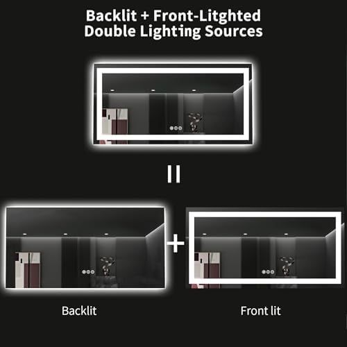 LOAAO 60"X36" LED Bathroom Mirror with Lights, UL Listed