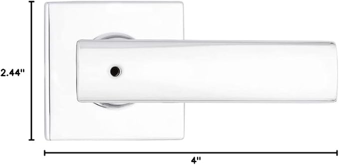 Kwikset Breton Interior Privacy Door Handle with Lock 2 Pack, Door Lever for Bathroom and Bedroom, Polished Chrome Reversible Keyless Turn Lock
