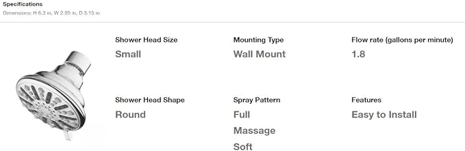 3-Spray Patterns 3.5 in. Single Wall Mount Fixed Shower Head in Sleek Chrome Finish