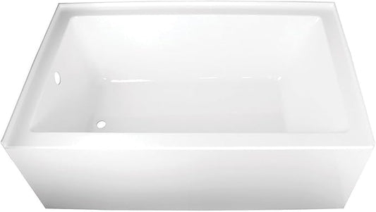 Kingston Brass Aqua Eden VTAP603622L 60-Inch Acrylic Alcove Tub with Left Hand Drain, White