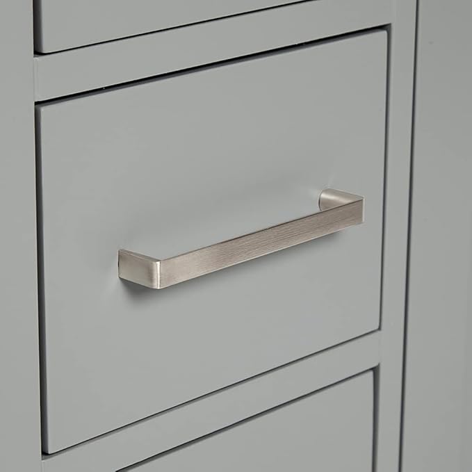 ARIEL Cambridge 60-inch Bathroom Vanity Base Cabinet,Solid Wood, 2 Soft Closing Doors, 9 Dovetail Drawers, Grey