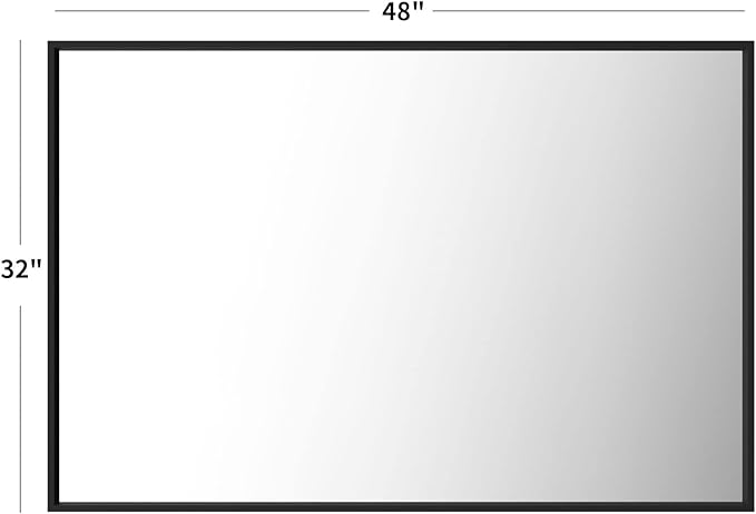 LOAAO 48"X32" Black Rectangle Bathroom Mirror Wall, Matte Black Aluminum Alloy Frame, Tempered Glass, Hangs Vertically or Horizontally, Easy to Install | Matte Black Aluminum Alloy Frame, Tempered Glass, Hangs Vertically or Horizontally, Easy to Install