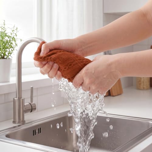 HunnmingRe 4 Pack Boho Hand Towel for Kitchen, Burnt Orange