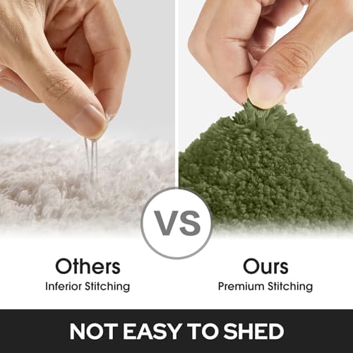 HOMEIDEAS Bathroom Rugs Sets 2 Piece, Soft Non Slip Bath Mat Sage Green