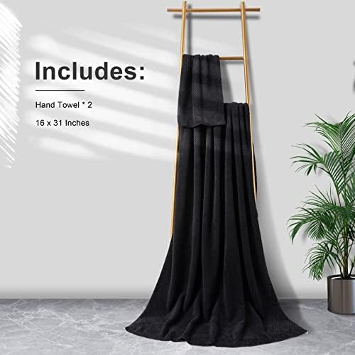 Smuge 2 Piece Hand Towels Set,100% Microfiber - Quick Dry, Thick, Soft, Plush and Highly Absorbent Luxury Hotel & Spa Bath Towel for Bathroom, Pack of 2 (Black)