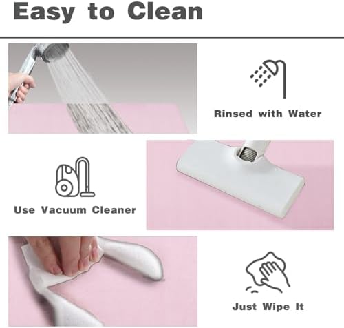 TYUU Thin Bath Mat, Bathroom Rugs Non Slip Washable, 20x48 Pink