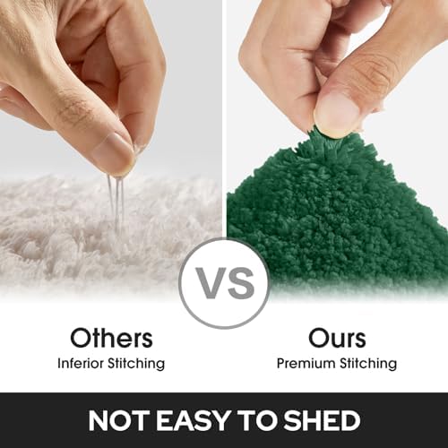 HOMEIDEAS Bathroom Rugs Sets 2 Piece, Non Slip Bath Mat Dark Green