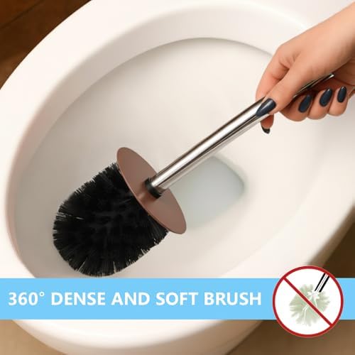 Deep & Sturdy Toilet Bowl Brush with Holder - Doughnut Bowl Brush - Durable Scrubbing - Toilet Cleaners - Household Essentials - Bathroom Cleaner - Cleaning Supplies - Household Supplies