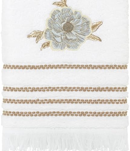 Nicole Miller – Bathroom Towel Set, Ringspun Cotton Terry Bath Towel, Hand Towel & Fingertip Towel, Floral & Embroidered Design, Set of 3 (Camille)