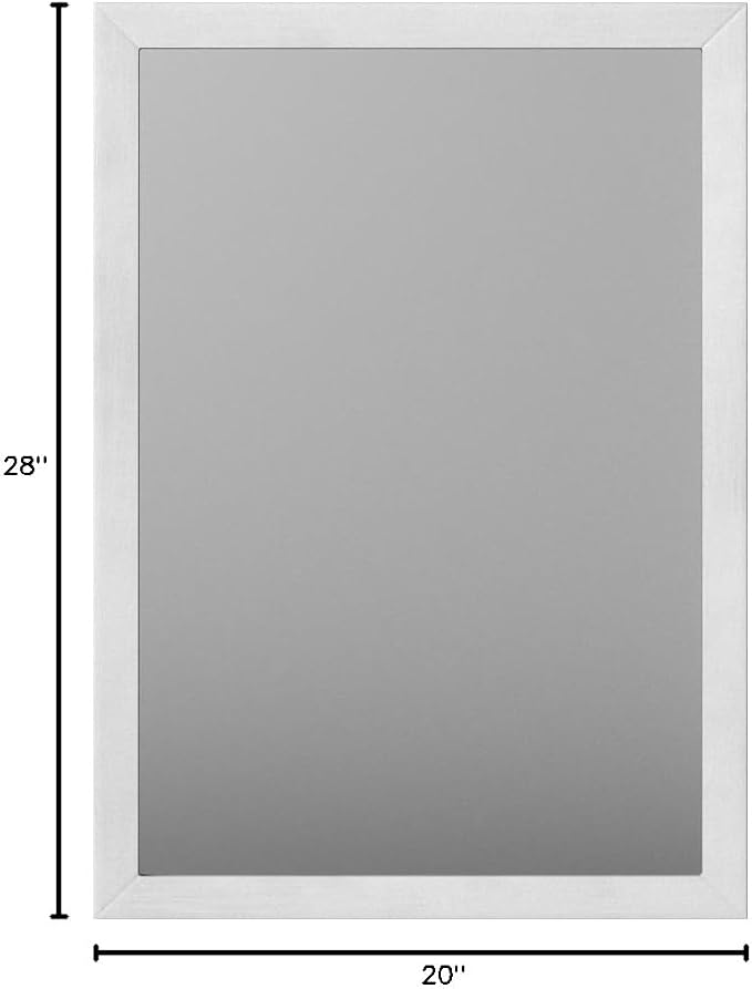 Amazon Basics Rectangular Wall Mount Mirror for Bedroom, Living Room, Entryway, Standard Trim, 20" x 28", Nickel