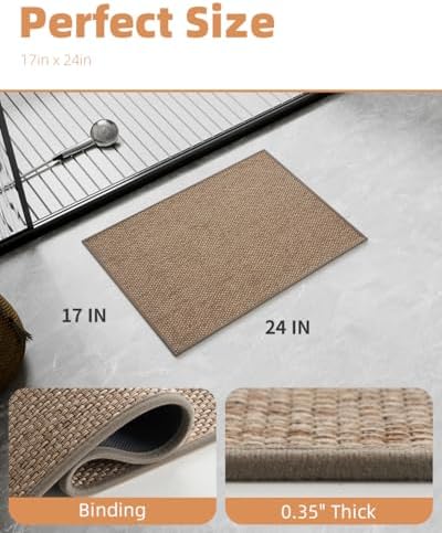 PADOOR Non-Slip Bath-Mats, Rubber-Backing Braided Absorbent Bathroom Mat Machine Washable Thin Bathroom Rugs Fit Under Door Quick Dry Bath Rugs for Floor, 17''x24'' Brown
