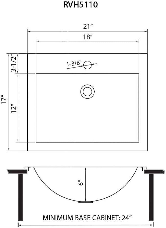Ruvati 21 x 17 inch Brushed Gold Drop-in Topmount Bathroom Sink - Polished Brass Stainless Steel Bathroom Sink- RVH5110GG