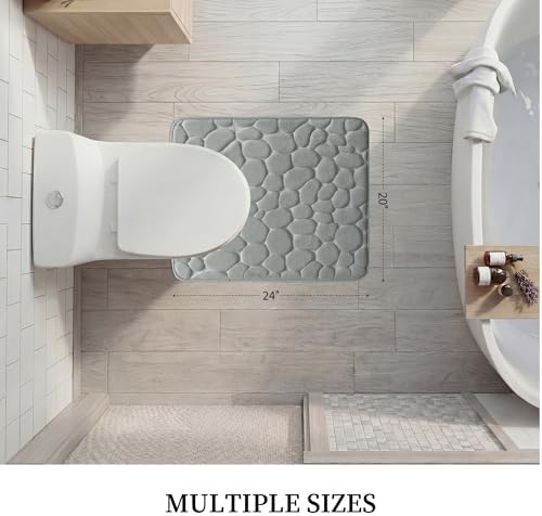 YIHOUSE Memory Foam Bath Mat Cobblestone Bathroom Rugs Super Water Absorbent Bath Mats for Bathroom Machine Washable Bath Rugs(20 x 24,Light Gray)