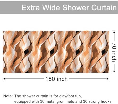Orange Striped Clawfoot Tub Shower Curtain 180x70 inch 30 Hooks