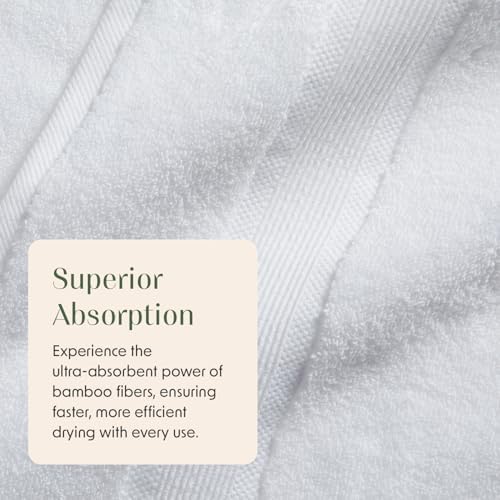 Springtree Home Luxury Bamboo Rayon Plush Bath Towel Set | 4-Pack | White