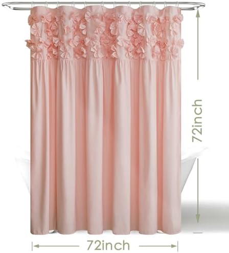 Handmade Bow Tie Shower Curtain, Peach Pink, 72 x 72 in