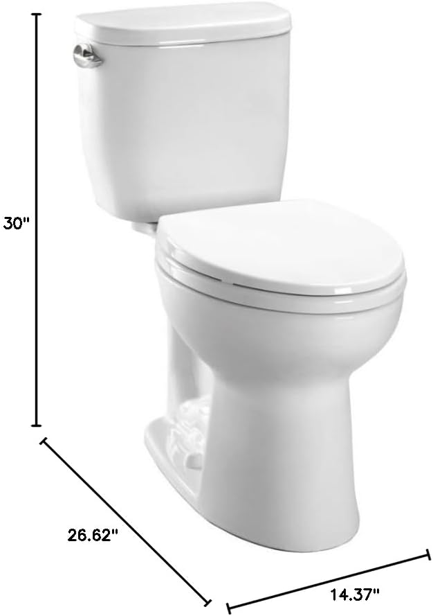 TOTO® EntradaTM Two-Piece Round 1.28 GPF Universal Height Toilet, Cotton White - CST243EF#01