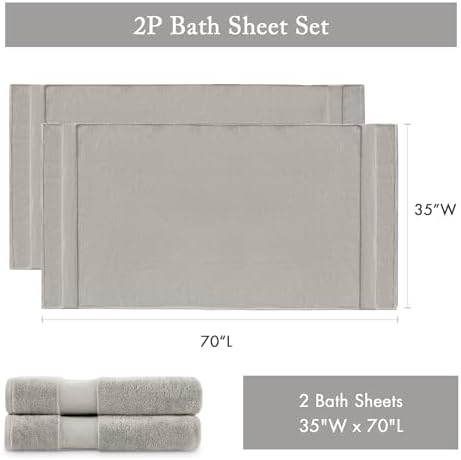Madison Park Turkish 600 GSM Bath Sheet Set, 35 x 70 in - 2 Piece, Grey