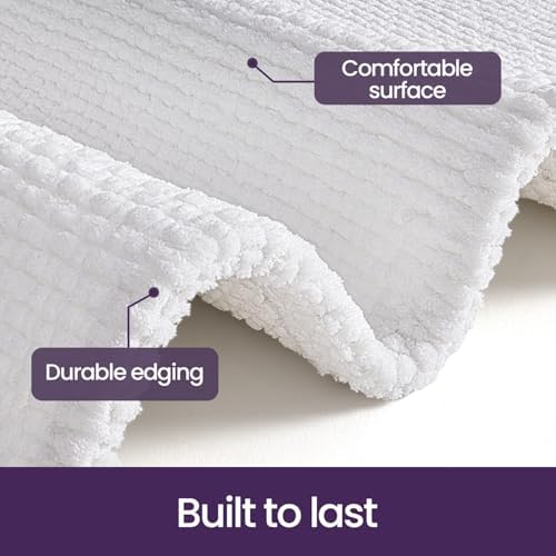 DEXI Chenille Bath Mat 43x24, Soft Absorbent Bathroom Rugs, White
