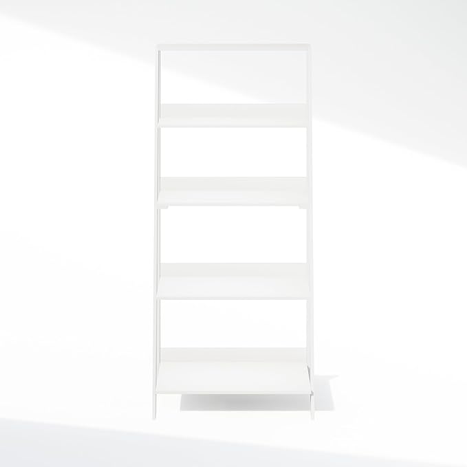 Furinno Ladder Display Shelf, 5-Tier Ladder Shelf, Ladder Bookshelf, Display Storage Shelves, 13 x 23.6 x 53.5, for Living Room, Home Office, White