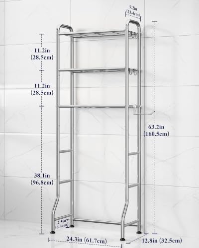 Kitsure Over Toilet Storage Rack, 63.2" H Space-Saving, Holder & Hooks