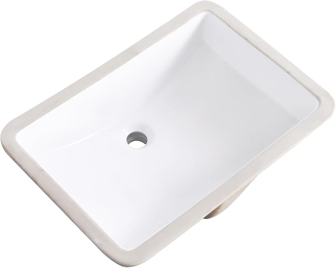 24 Inch Undermount Bathroom Sink White Ceramic Rectangular Under Counter Bathroom Sink for Cabinet Porcelain Vanity Sinks,Overflow Type (23.8"x16.3")