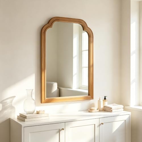 Wood Framed Bathroom Mirror for Wall 30"x20" Rustic Decorative Mirror