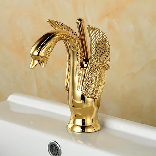 Vintage Brass Bathroom Faucet Retro Hot & Cold Water Sink Mixer Tap Gold Finish Short Design for Stylish Home Decor