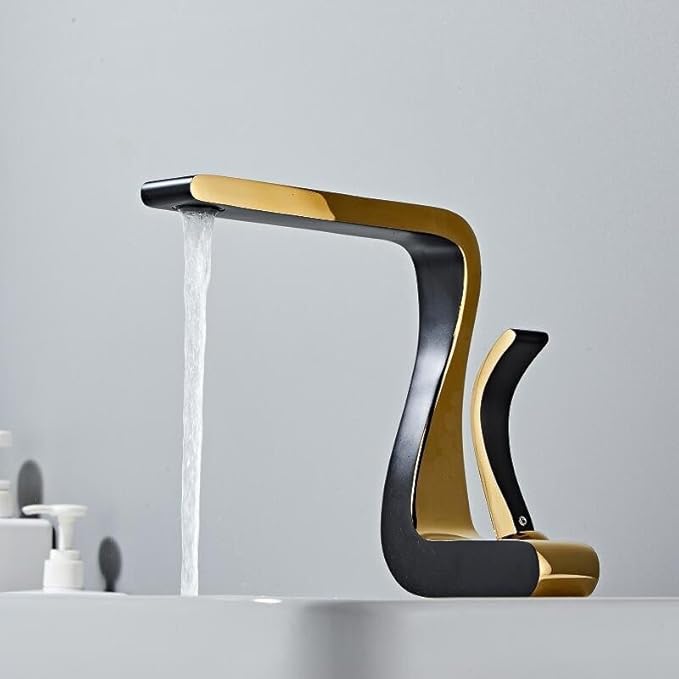 Bathroom Faucet Mixer Tap Brass Wash Basin Hot and Cold Sink Modern-ORB(Gold with Black)