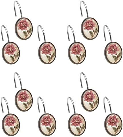 Zahari Home Larrisa Shower Hooks Set - Curtain Rings with Unique Design - 12 Resin Hooks for Customizing Your Shower Space