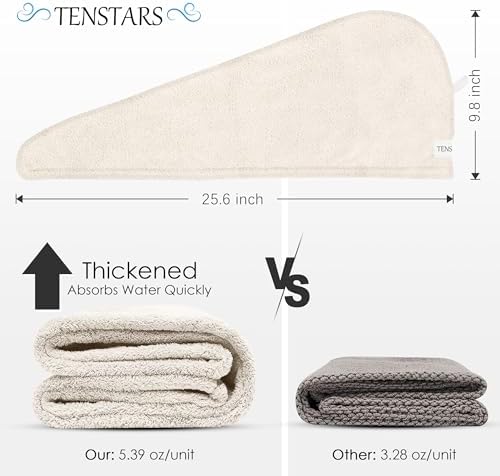 TENSTARS Hair Towel Wrap for All Hair Types, 5 Pack Microfiber Turban