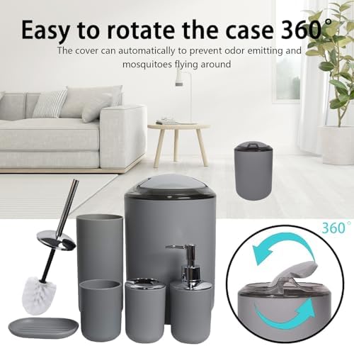 CERBIOR Bathroom Accessories Set 6 Piece Bath Ensemble,Light Grey