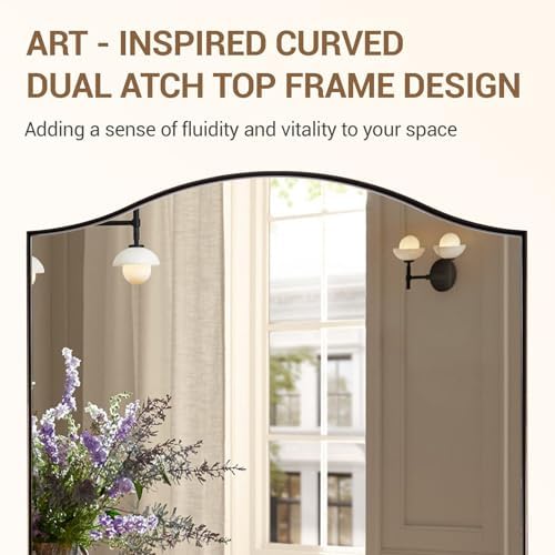 ANDY STAR 20"x30" Bronze Bathroom Mirror, Rectangle Scalloped Wall Mirror in Stainless Steel Metal Frame, Modern Brushed Bronze Finish with Curved Edge Design, Wall-Mount Mirror for Bathroom, Entryway