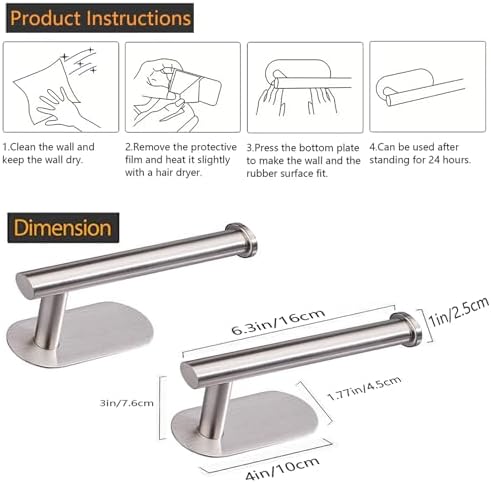 JOPOFI Self Adhesive Toilet Paper Holder - Brushed Nickel(2 Pcs)