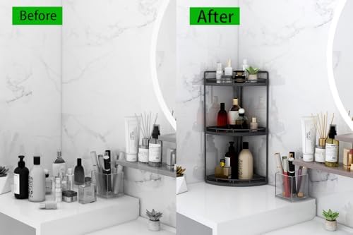 Dorhors Corner Bathroom Organizer Countertop,Vanity Counter Storage Shelf