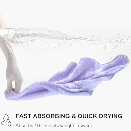 18 Piece Bath Towels Set,100% Microfiber Family Bathroom Towel with Hanging Loops-6 Bath Towels,6 Hand Towels,6 Washcloths,Quick Dry Highly Absorbent Shower Towel for Bathroom,Hotel,Spa-Light Purple