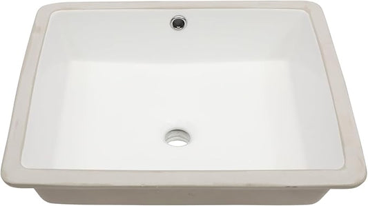 Dcolora 22x15 In. Undermount Bathroom Sink, Rectangular Fireclay White Ceramic Porcelain Lavatory Vanity Bath Sink Under Counter Vessel Sink, Farmhouse Style #DC-UVS2538003