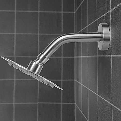 NearMoon Shower Arm with Flange, Made of 304 Stainless Steel Shower Extension Extender Pipe, Wall-Mounted for Fixed Bathroom Showerhead, Never Rust (6 Inch, Brushed Nickel)