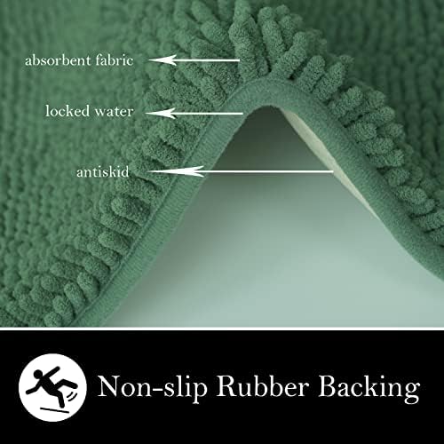Bathroom Rugs Chenille Bath mat 2 Piece Set, Super Absorbent, Strong PVC Non Slip Backing, Bath mats for Bathroom, Plush Shaggy, Thick, Machine Washable, Bathtub, Toilet.(Bronze Green)