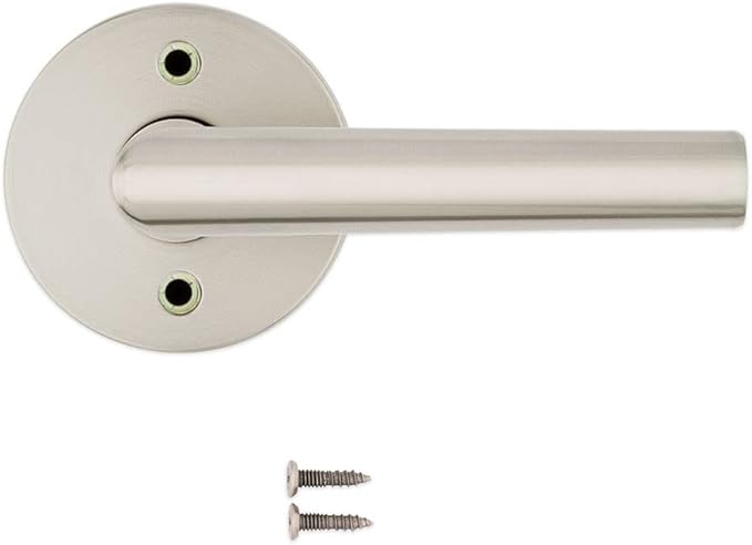 Kwikset Milan Dummy Door Handle, Single Sided Lever for Closets, French Double Doors, and Pantry, Satin Nickel Non-Turning Reversible Interior Push/Pull Lever (Pack of 2)