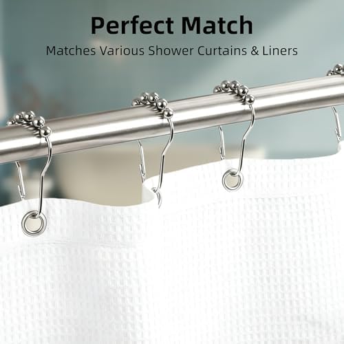 Shower Curtain Hooks Rings,Decorative Rust Proof Stainless Steel Shower Curtain Hooks,for Bathroom Shower Rods Curtains,Set of 12,Silver(Silver)