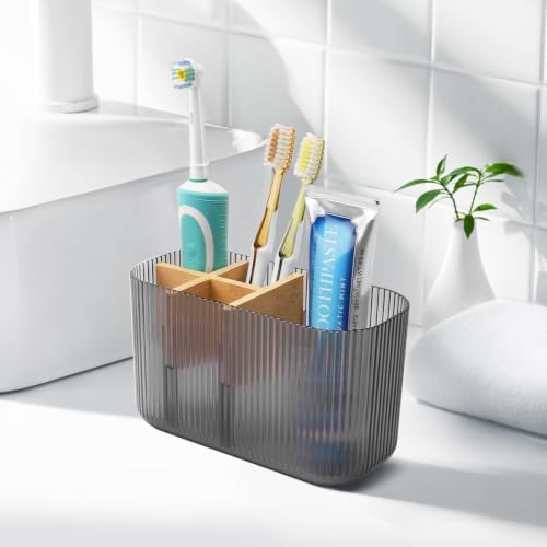 GFWARE Clear Acrylic Toothbrush Holder, 5 Slots Bathroom Storage Organizer