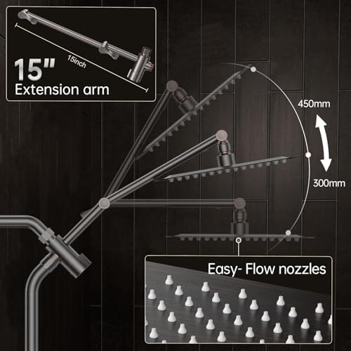 Veken All Metal 10" Oil Rubbed Bronze Rain Shower Head with Handheld Spray