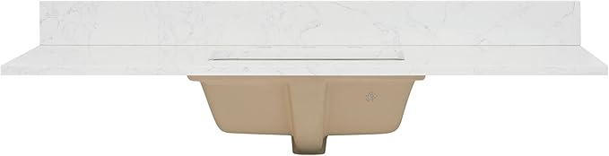 Ceres 49" Engineered Stone Vanity Top in Grain White with Single White Sink