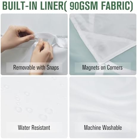 Yiatn Ombre Teal Shower Curtain with Snap-in Liner, 71 x 74 Inch